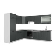Cucina angolare completa Fame-Line Antracite rustico/Bianco 287 x 60 cm, PL Marmo Vicco