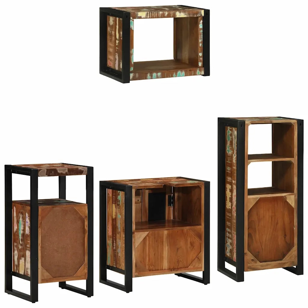 vidaXL Set di mobili per il bagno 4 pcs Legno massello riciclato