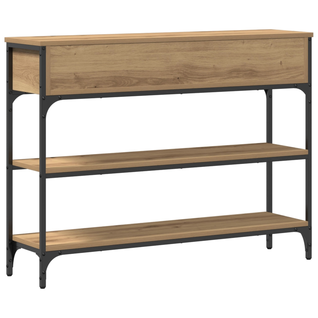Tavolo Consolle Quercia Artigianale 100x25x75 cm Legno Ingegnerizzato e Acciaio