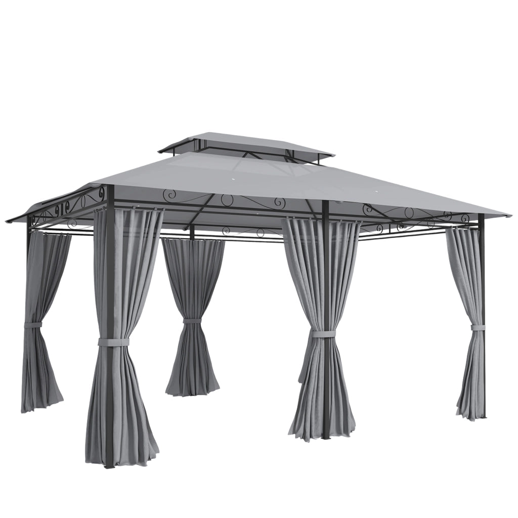 Gazebo da giardino; gazebo esterno con tende; tetto ventilato; grigio scuro