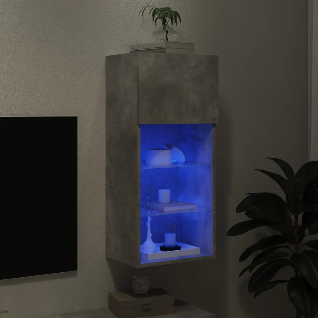 Mobile TV con Luci LED Grigio Cemento 40,5x30x90 cm 837049