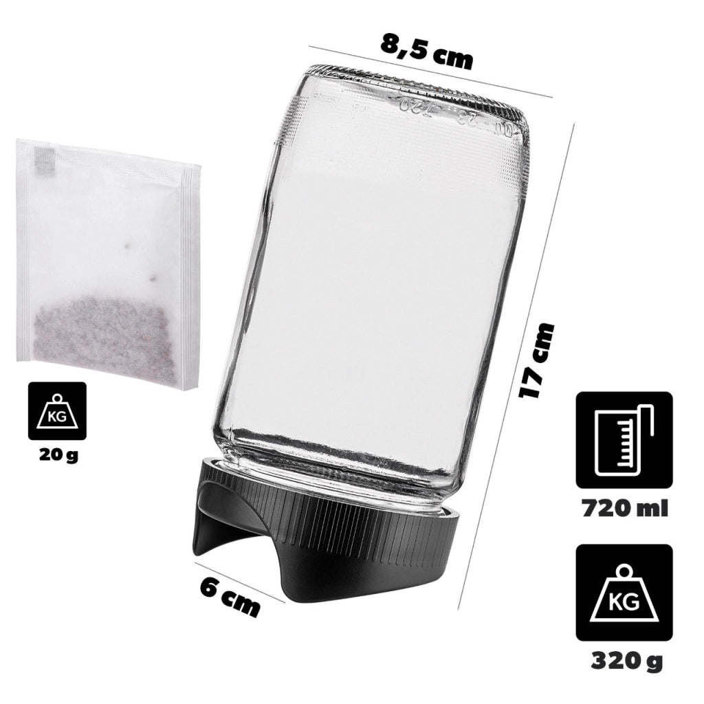 KADAX Zestaw Słój Anna 720ml fi82 TO-720 Franko + Plastikowa zakrętka do słoików fi82, kiełkownica K17503