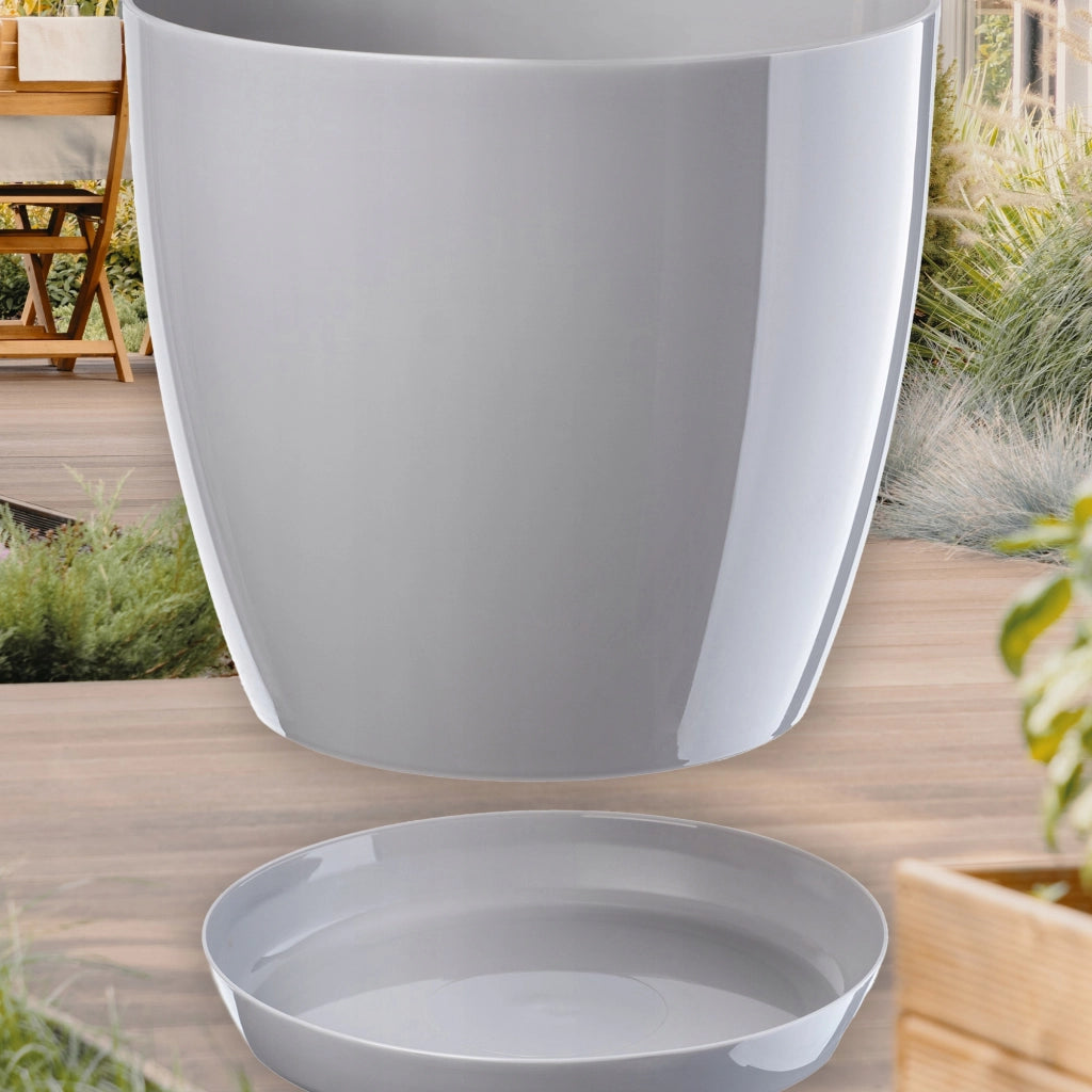 KADAX Vaso da fiori, fioriera, coperchio, 20 cm, supporto per fiori, plastica grigia, 3 pezzi.