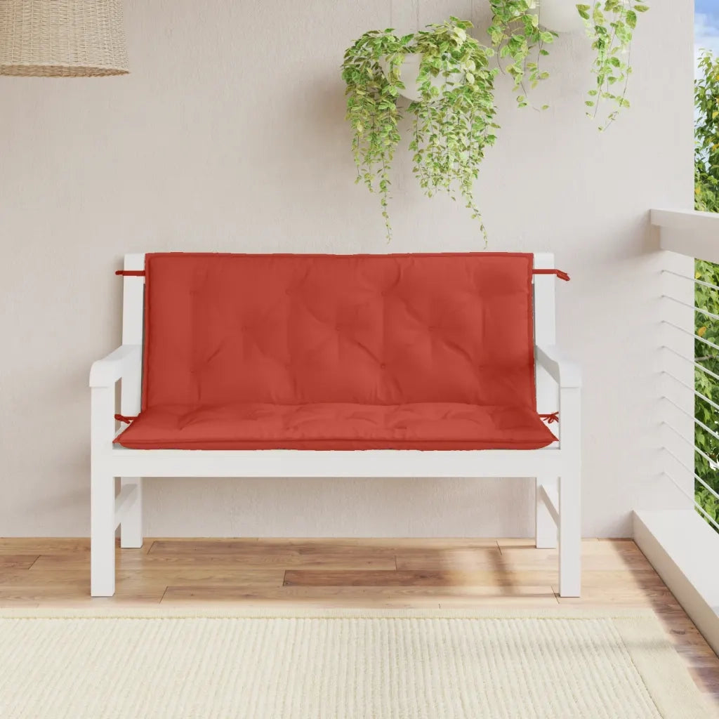 Cuscini Panca Giardino 2 pz-Set di 2 Cuscini per panchina da esterno Rosso M¨¦lange 120x50x7 cm Tessuto
