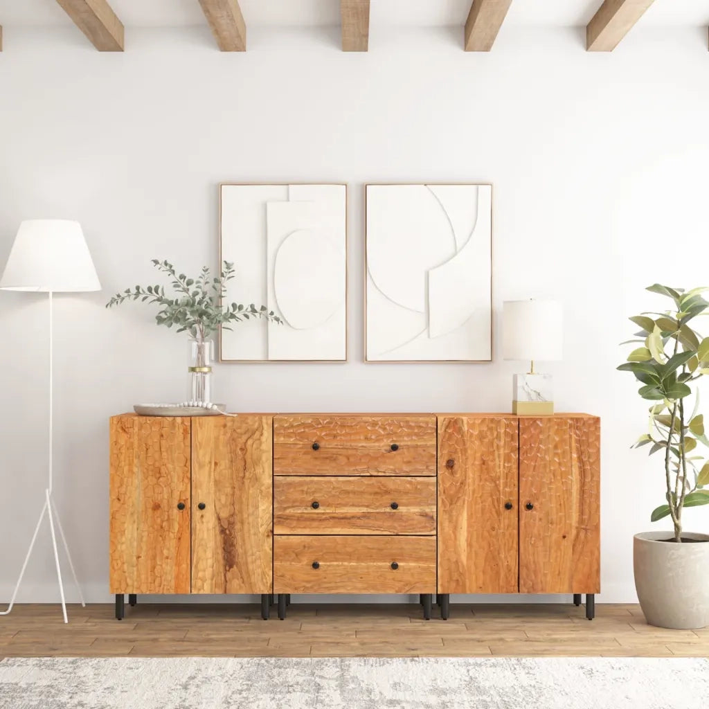 Credenze 3pz 60x33x75 cm in Legno Massello di Acacia 3206286