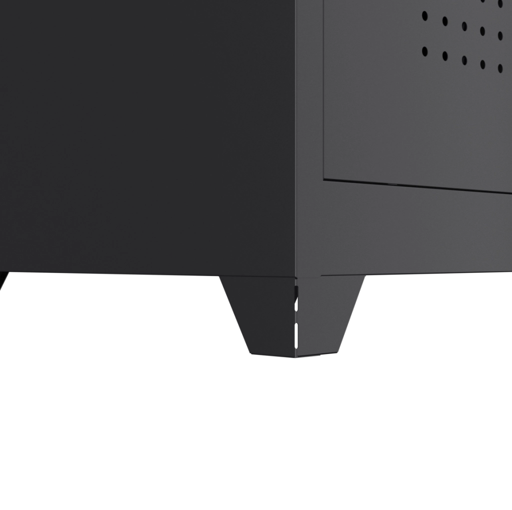 Armadio portascopa slim in metallo nero con 4 scomparti e aste regolabili