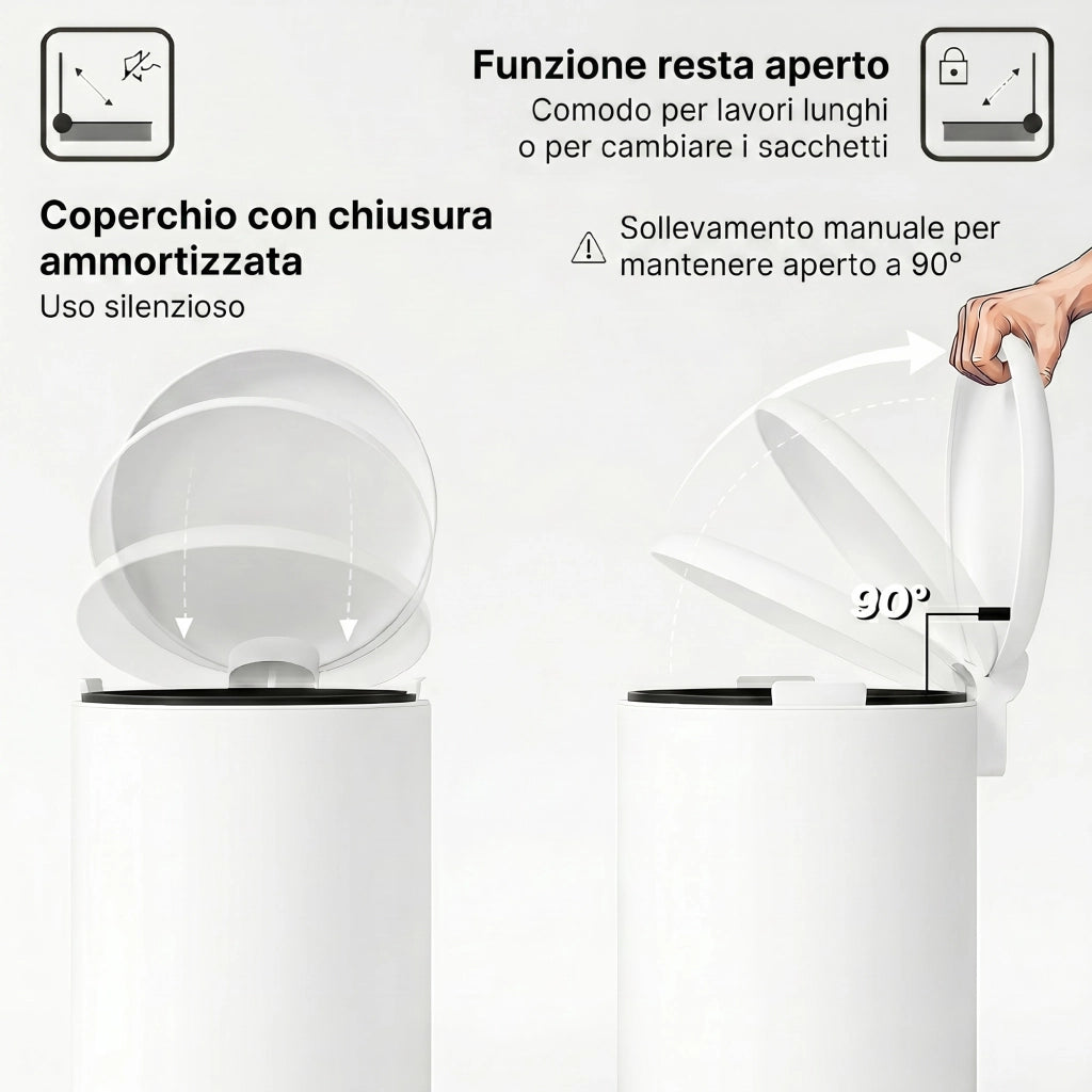 Pattumiera a Pedale 30L ¨C zephmum ¨C Bianco Crema 36x30x63.5 cm