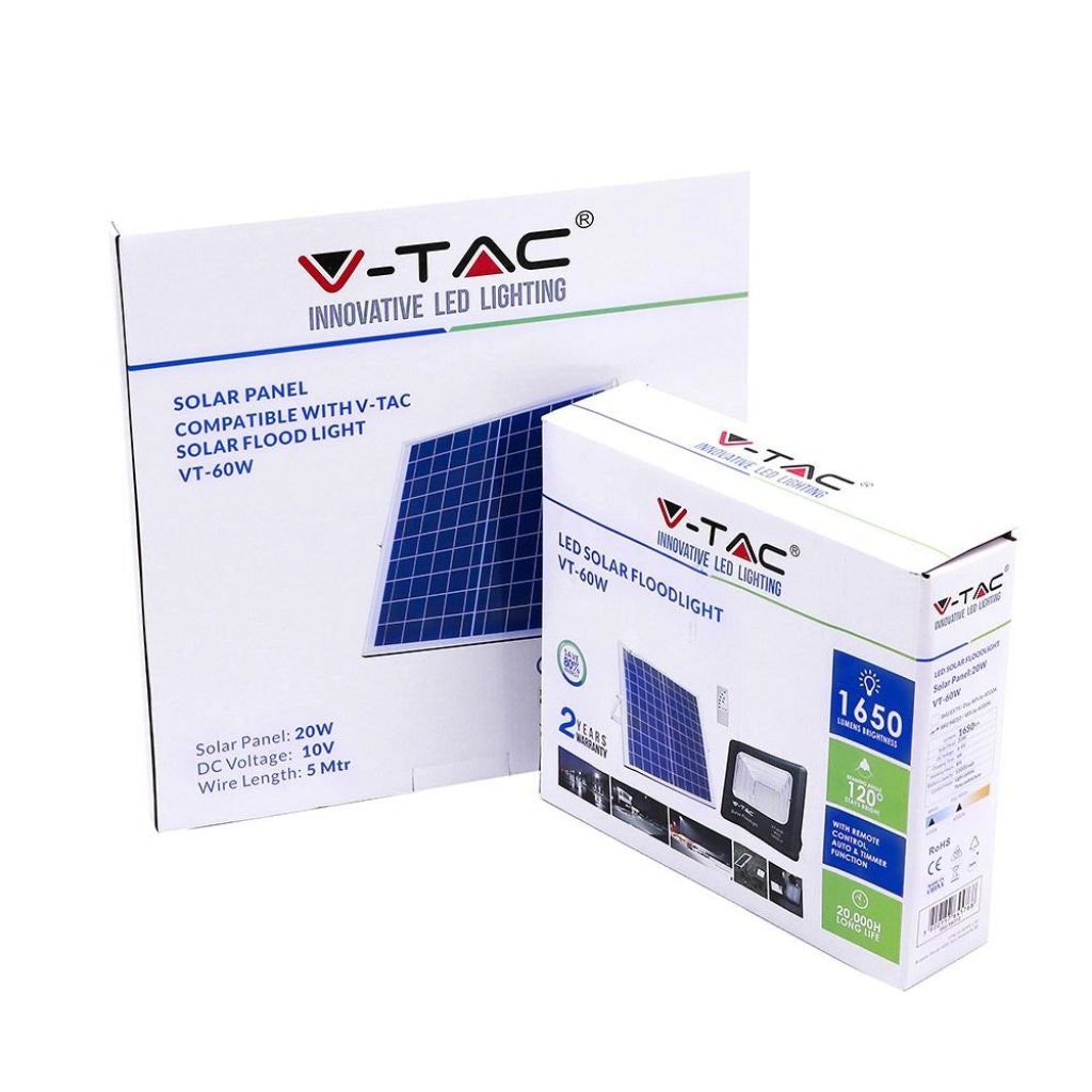 Faro faretto led 20W 6000K da esterno con pannello solare 