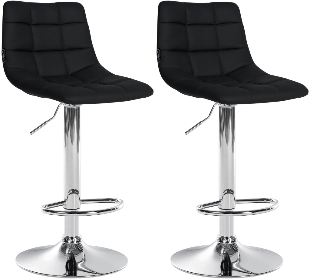 Set di 2 sgabelli da bar Jerry in similpelle nero,cromo