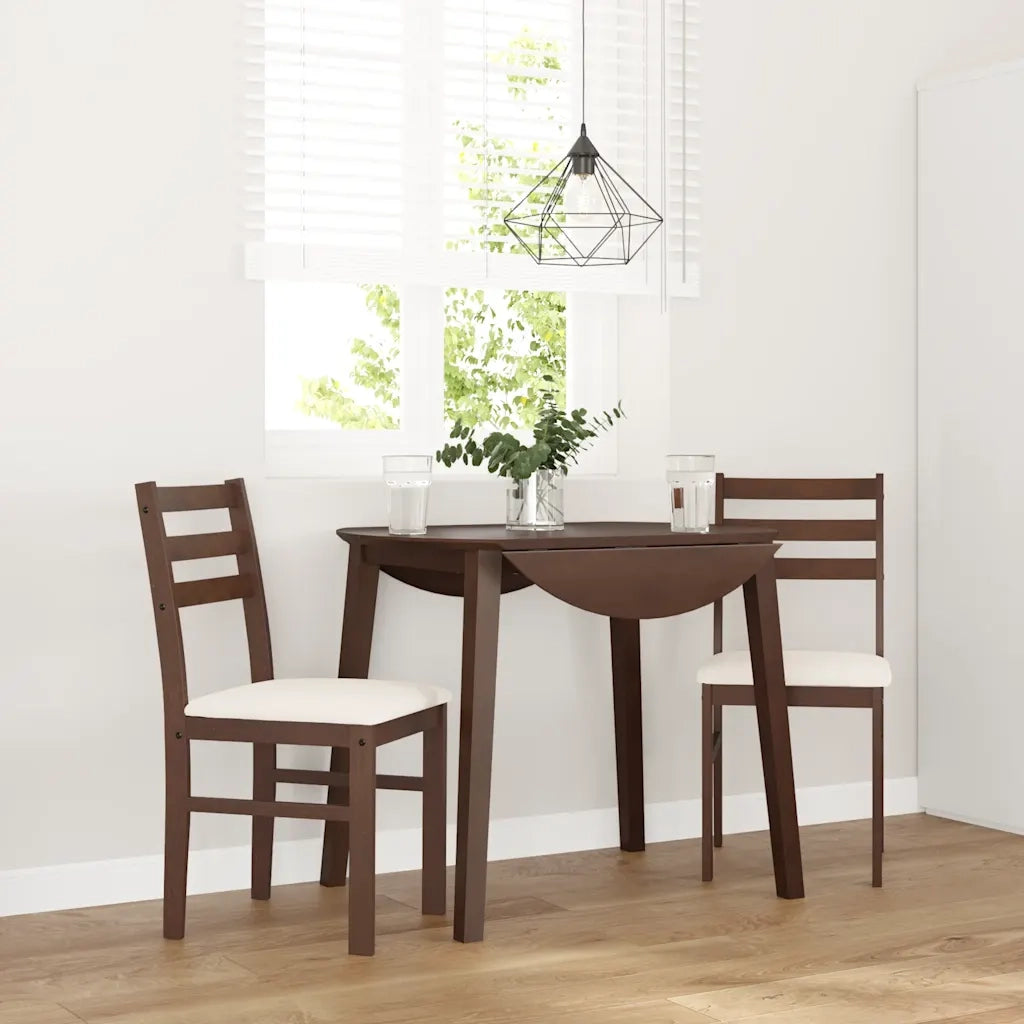 Sedie da Pranzo con Cuscini 2pz Marrone Legno Massello di Hevea