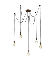 Sospensione Cord Ragno Rame Antico 5xE27 Con Decentramento Trio Lighting