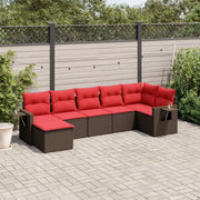 Set Divani da Giardino 7 pz con Cuscini Marrone in Polyrattan 3220483