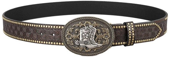 Cintura in Pelle - Disegno a Fiore - 130 cm Lunghezza - Pelle Duratura - Adatta a Diversi Utilizzi - Cintura da Cowboy