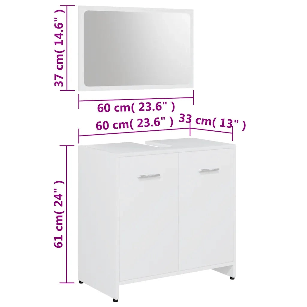 Set Mobili da Bagno | Armadio da bagno Bianco in Legno Multistrato