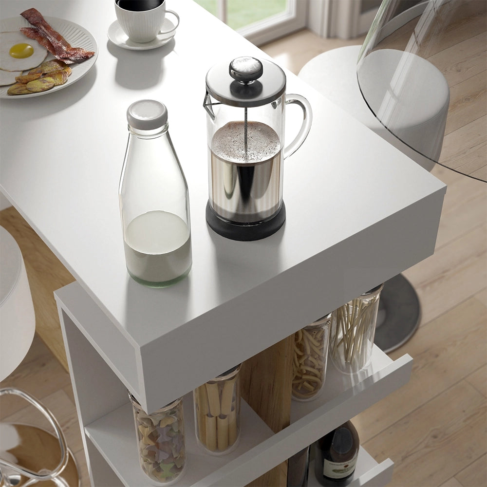 Vicco tavolo bar con sgabelli Rovere bianco/dorato 108 x 50 cm con 2 sgabelli da bar