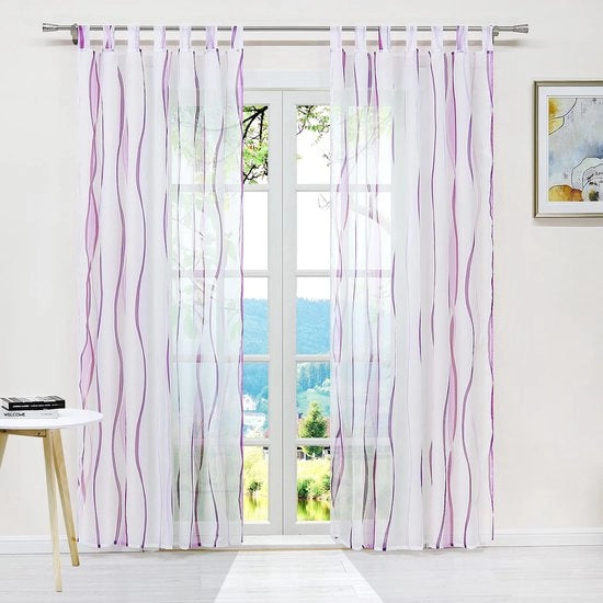 Lusgordijn trasparente - modello ondulato elegante - 1 pezzo - viola - 140x245 cm
