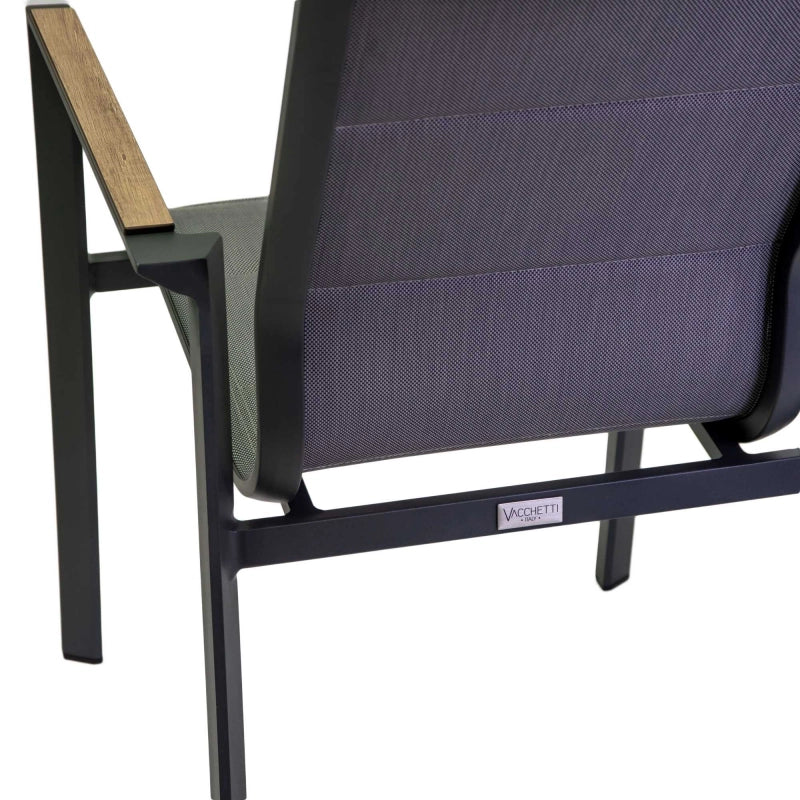 Poltrona alluminio textilene Riverside antracite (bracciolo in hpl) cm 56x66h90
