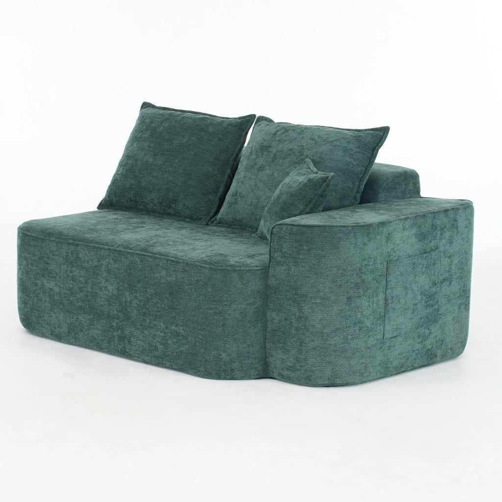 Divano Angolare Modulare con Chaise Longue ¨C MINIMAL ¨C Verde Chenille, 262 cm