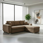 Divano Letto con penisola reversibile e contenitore Alberta colore cappuccino 260x182x89H