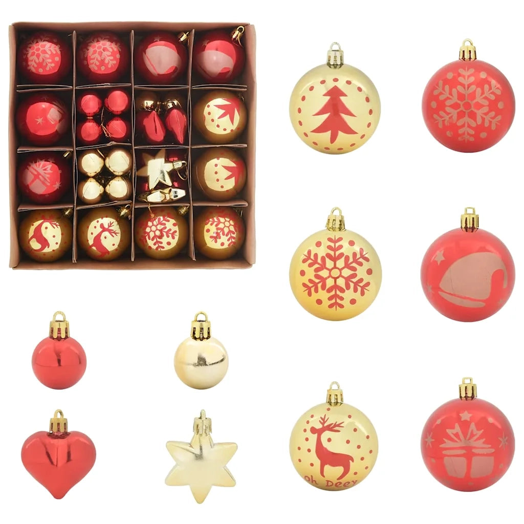 Set di Palle di Natale 40 pz Oro e Rosso Plastica CFW7248076