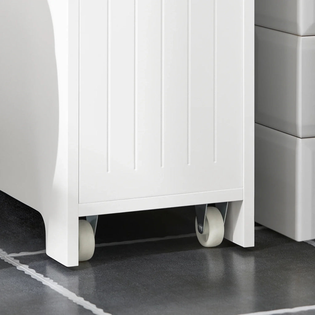 Carrellino Salvaspazio Mensola Nicchia 20cm Con Ruote Organizzatore Bagno Mobiletto Bagno Mobile Porta Carta Igienica Bianco 20x60x75cm BZR111-W SoBuy