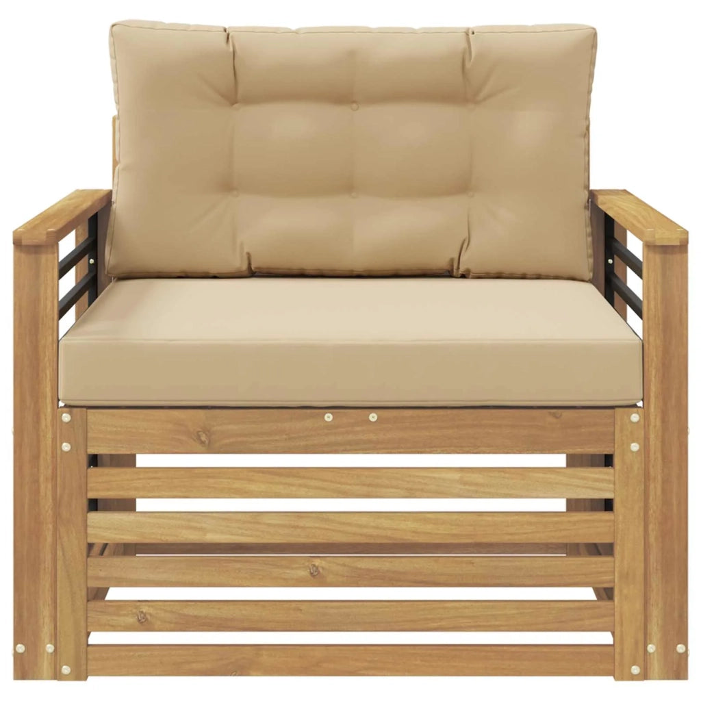 Divano da esterno-Divano da Giardino Poliestere Bianco e beige 774116