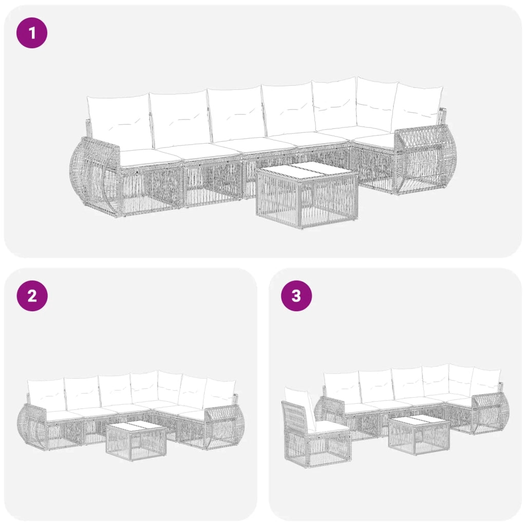 Set Divano da Giardino 7 pcs Grigio e Grigio Scuro polyrattan