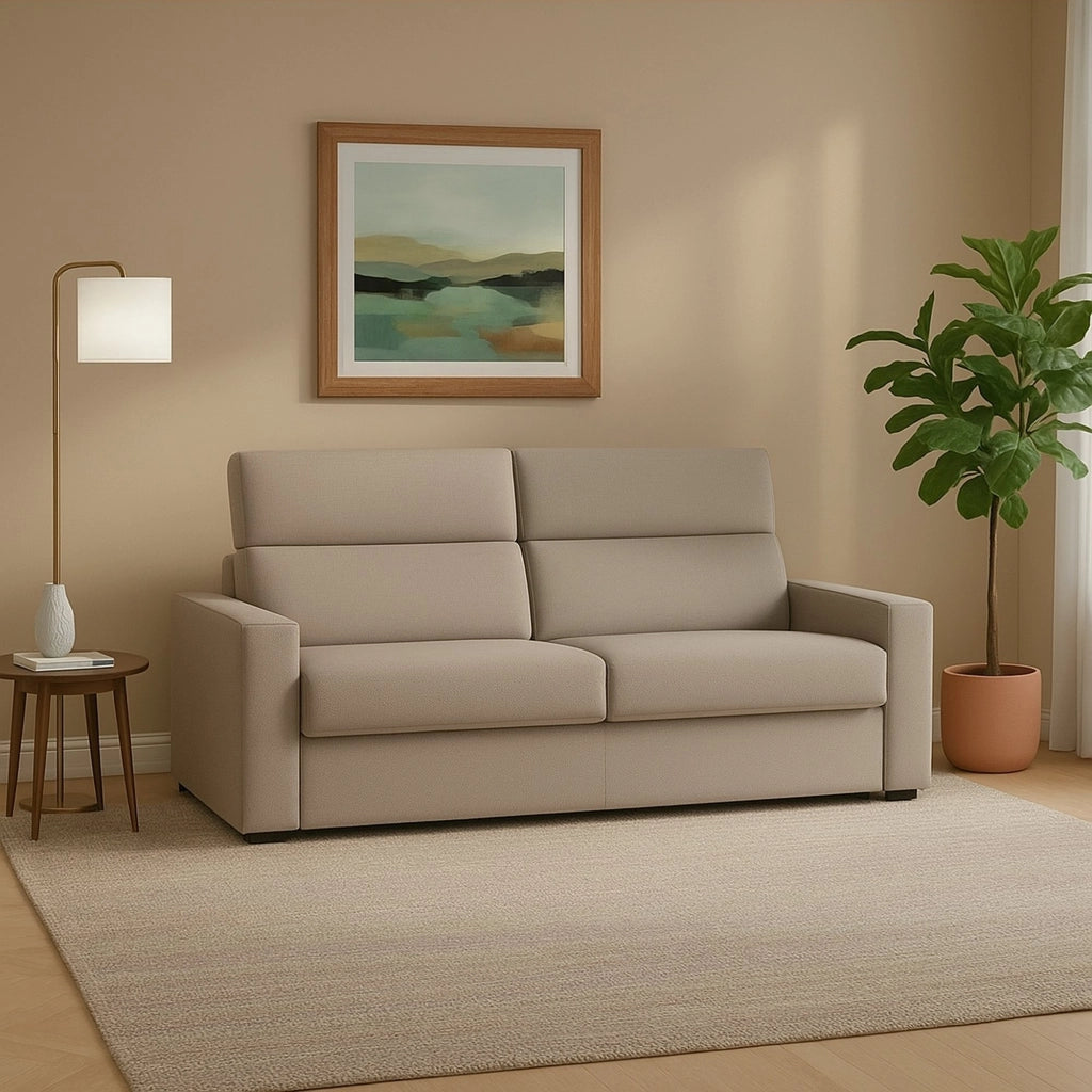 Ozegna, Divano Fisso 3 Posti Sfoderabile Made in Italy, 220x95 cm Grigio Tortora