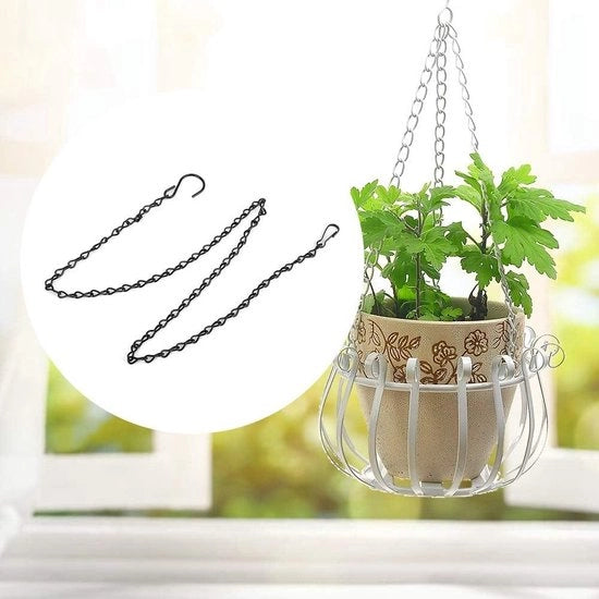 Sistema di Sostegno per Piante con Catena Appesa a S forma - Appoggio per Piante con Catena Appesa per Vogatori, Cartelli e Contenitori per Piante - Nero