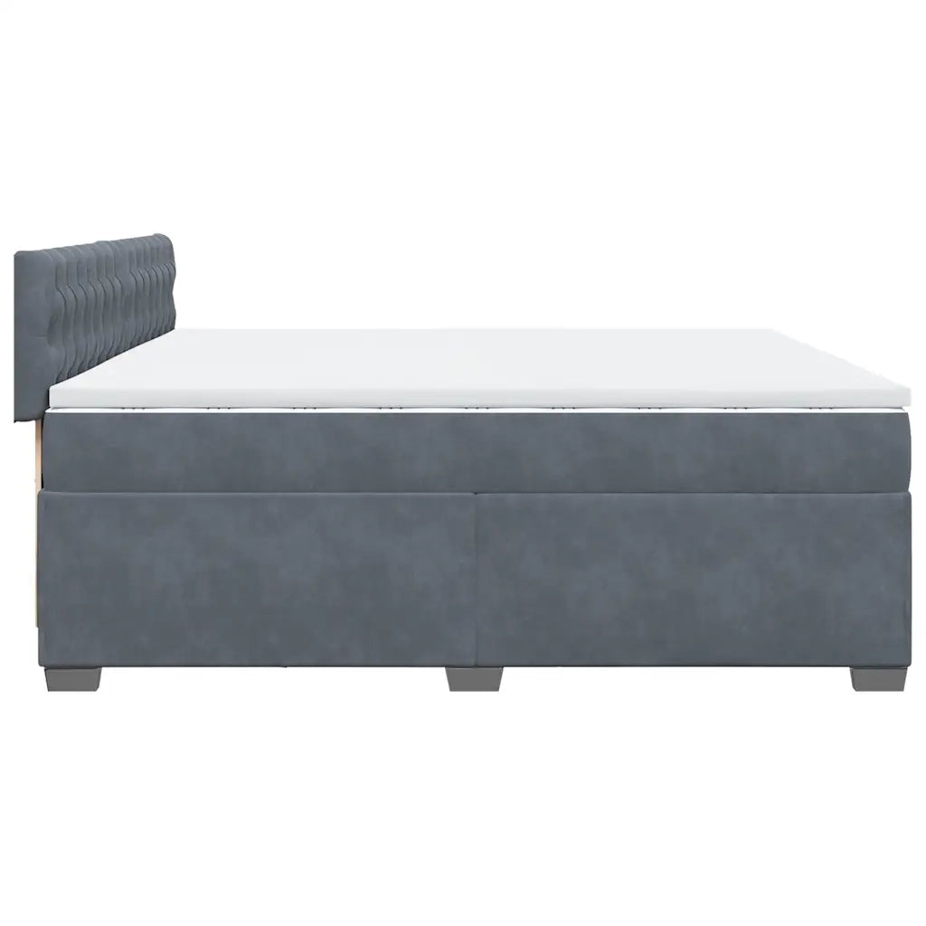 Giroletto a Molle con Materasso Grigio Scuro 200x200 cm Velluto