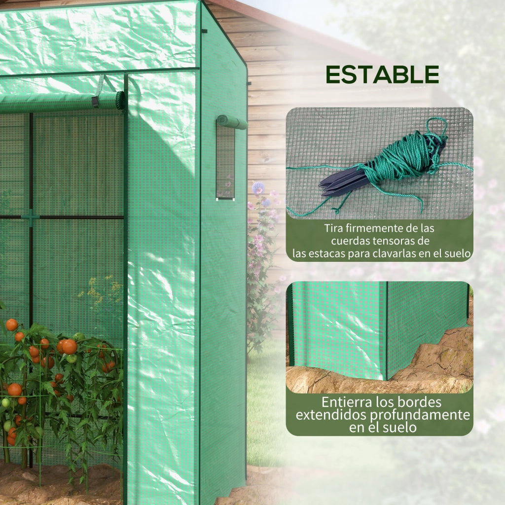 Serra da Giardino con Finestre a Rete e Porta con Cerniera 196x77x197 cm ¨C Xylo ¨C Verde