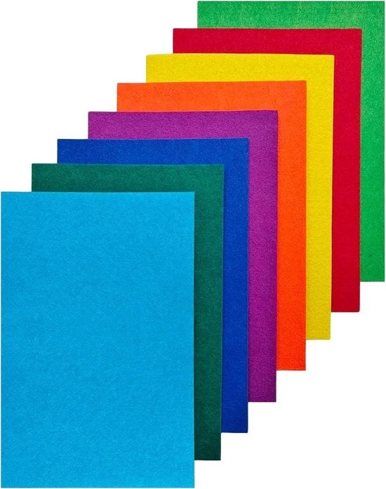 Velluto rigido per fai da te stesso - 2 mm di spessore - fogli di velluto colorati - 8 pezzi 20 x 30 cm - per cucire e progetti di fai da te (serie di colori arcobaleno)