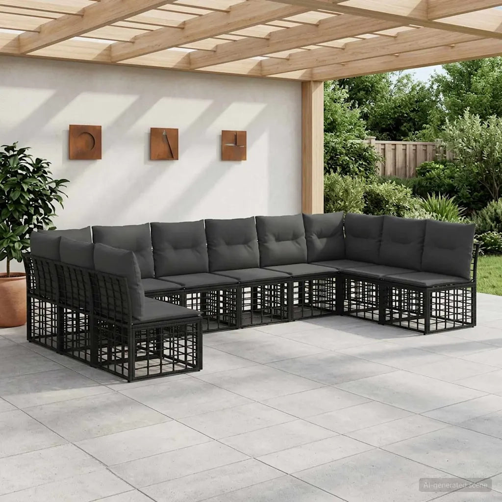 Set di divani da esterno Nero Poliestere 3437541