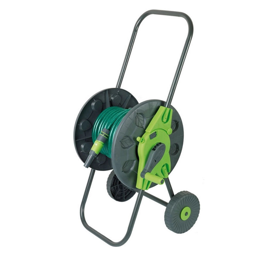 Trade Shop - Carrello Avvolgitubo Attrezzato Con Ruote Per 20mt Ribiland Cura Prato Giardino -
