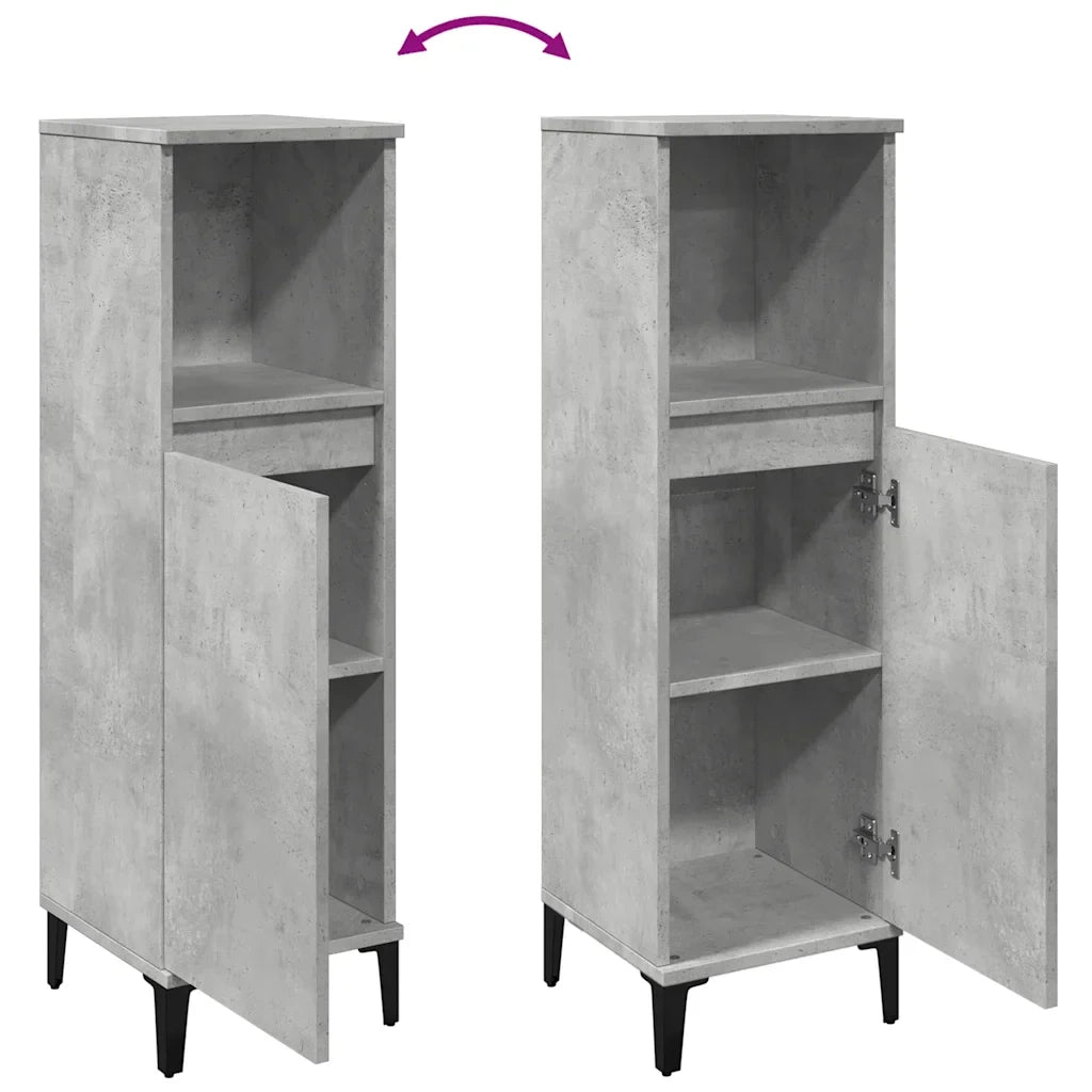 Mobile bagno moderno a parete con vani a giorno 30 x 30 x 100 cm in legno grigio cemento 02_0051038