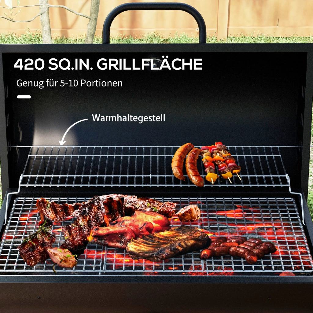 BARBECUE A CARBONELLA CON COPERCHIO 95x71,5x102 cm METALLO NERO