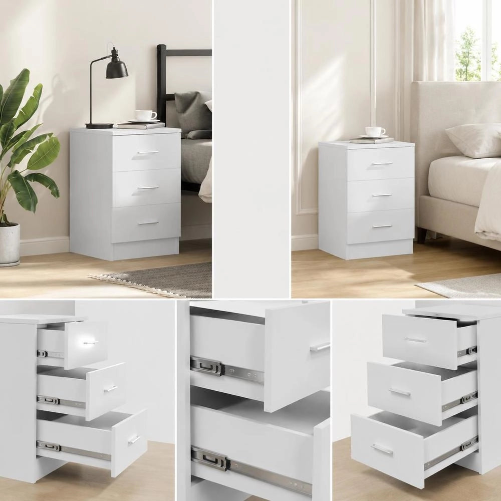Bedside Table White 38x35x56 Cm Wood Material