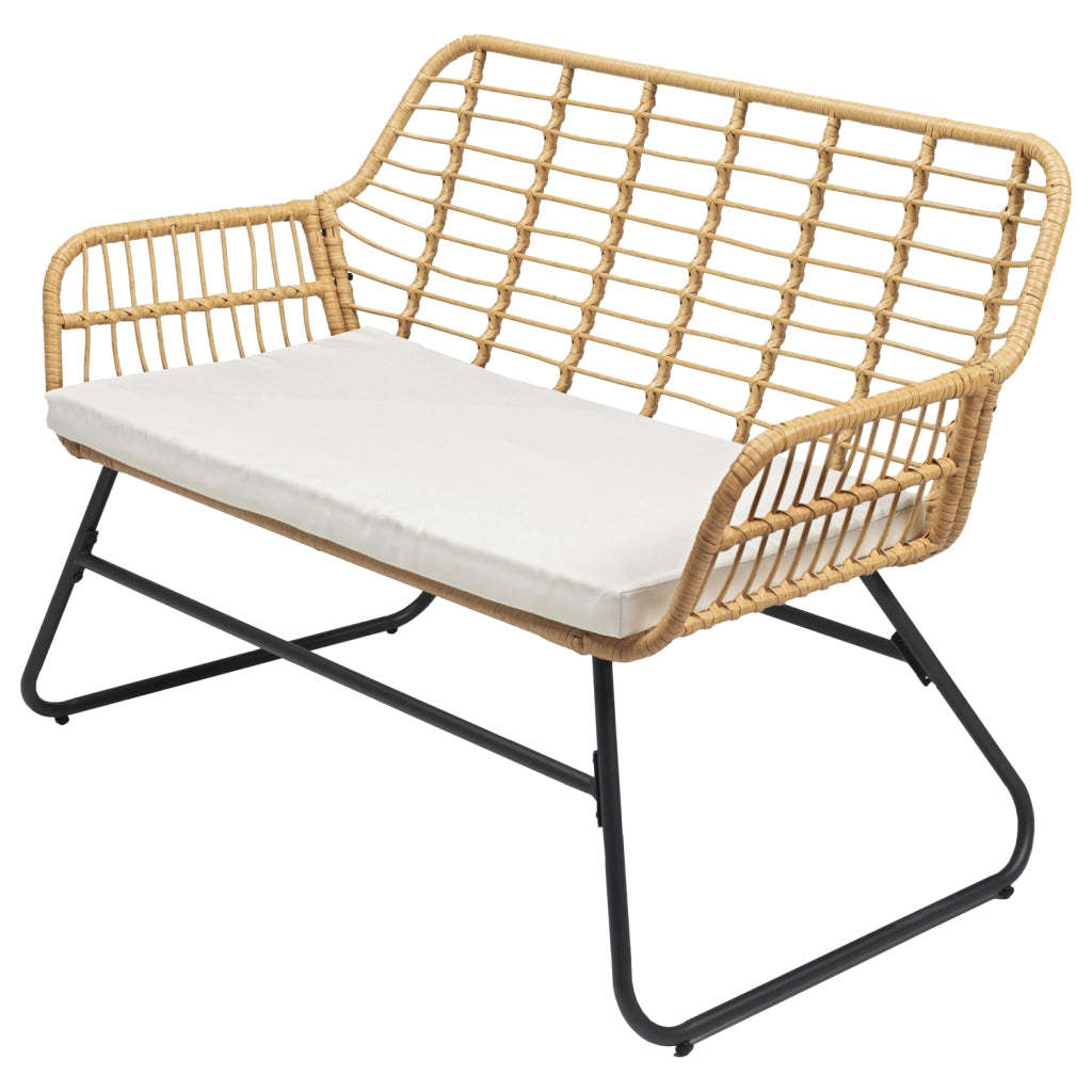 Set di mobili da giardino TIGA in resina intrecciata 4 posti - cuscini crema