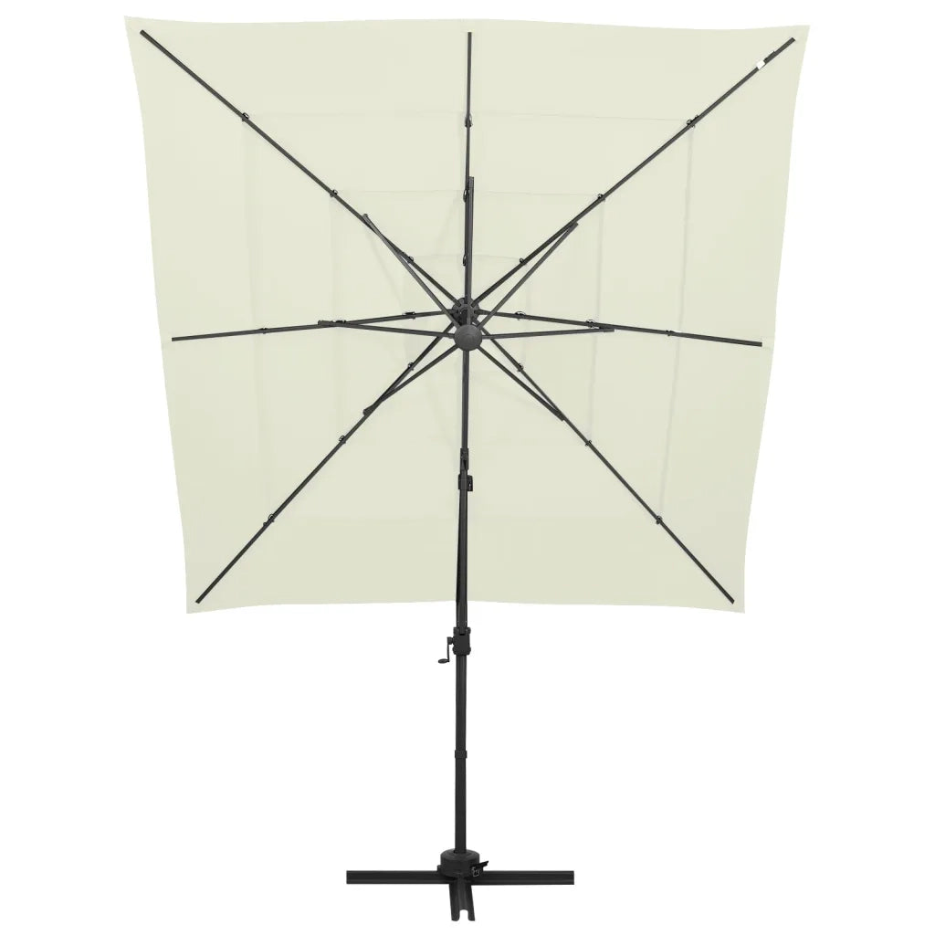 Ombrellone a Sbalzo 4 Livelli Palo Alluminio 250x250 cm Sabbia 313820