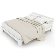 Letto matrimoniale 140x200 cm con rete a doghe; spazio sotto il letto; legno bianco (Senza materasso)