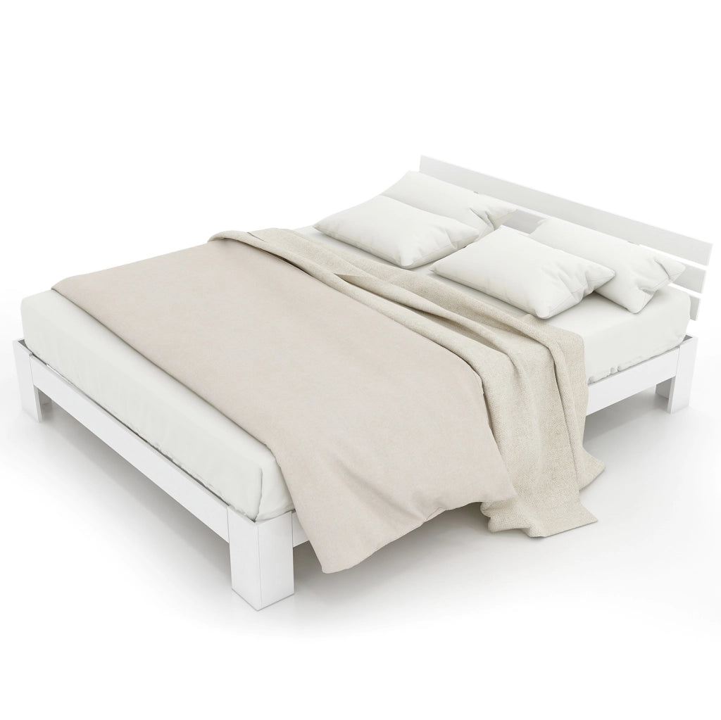 Letto matrimoniale 140x200 cm con rete a doghe; spazio sotto il letto; legno bianco (Senza materasso)