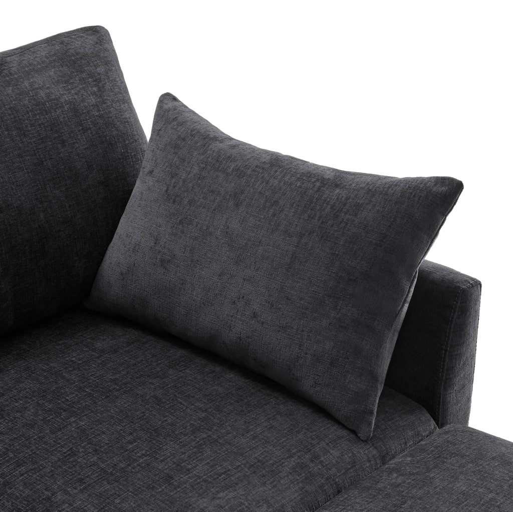 Divano modulare 278x161x81 cm trasformabile in U e L in ciniglia grigio