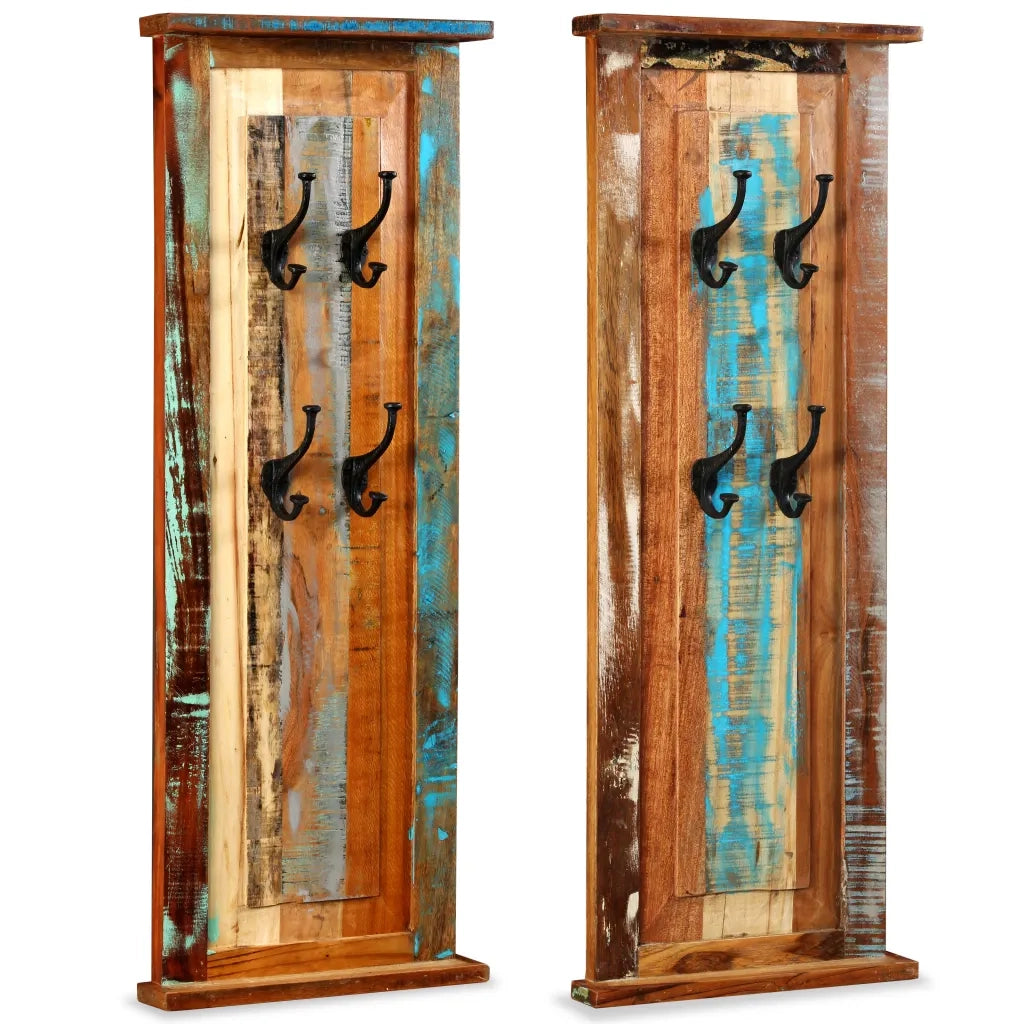Appendiabiti 2 pz in Legno Massello di Recupero 38x100 cm 244588