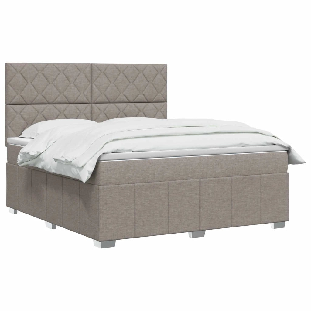 Letto Box Spring LED con Materasso Tortora 140 x 200 cm Tessuto 3455630