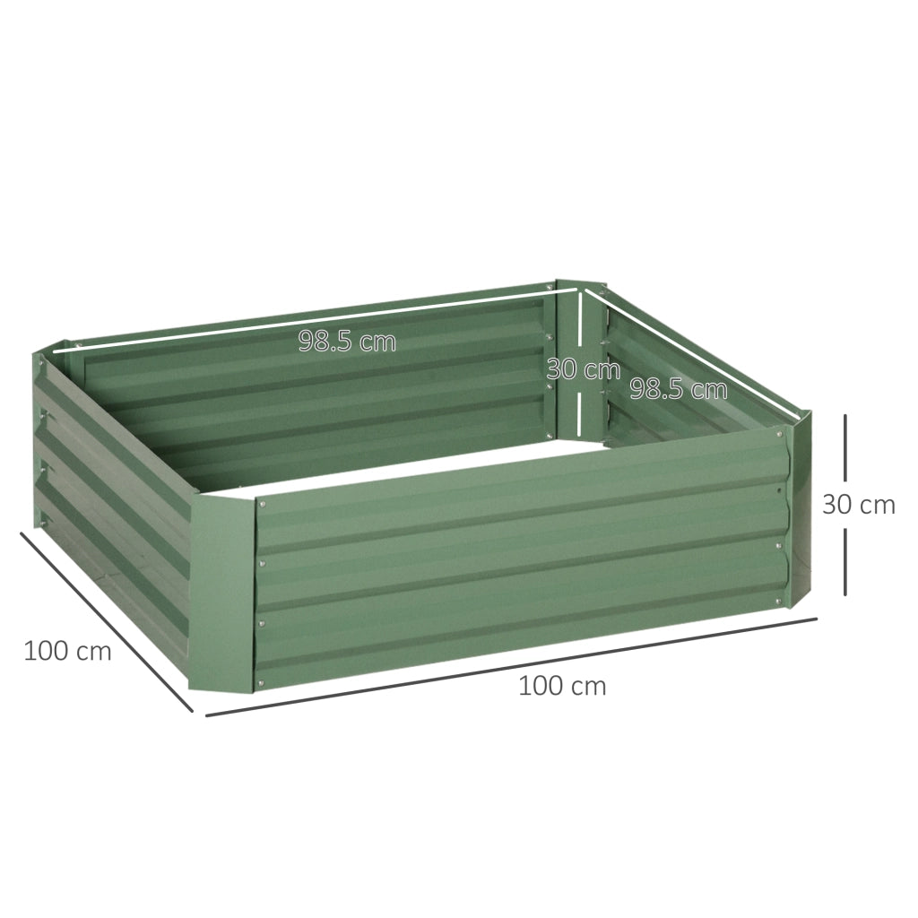 Set di 2 fioriere da giardino 100x100x30 cm in acciaio verde, fondo aperto