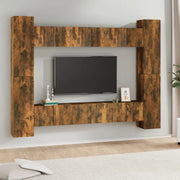 Set Mobili Porta TV 10 pz Rovere Fumo in Legno Multistrato 3120218