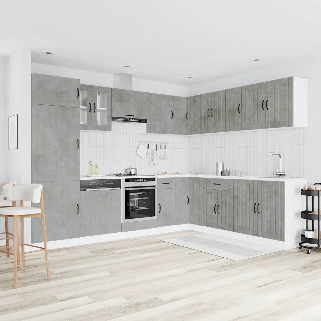 Set Mobili da Cucina 14 pz Lucca Grigio Cemento in Truciolato 3314985