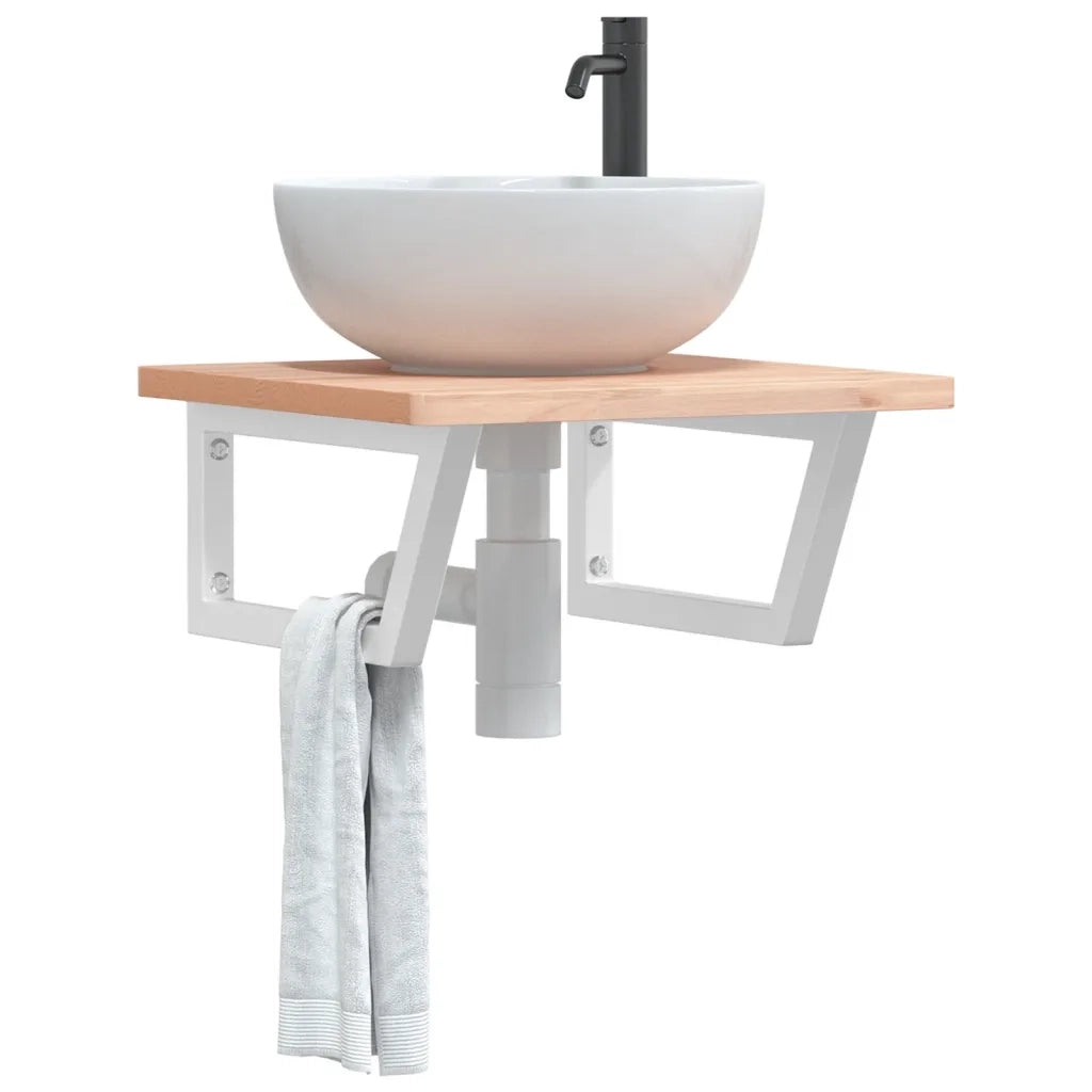 Reggimensole per Lavabo 2 pz-Supporti per mensole a muro Bianche Trapezio in Acciaio 621284