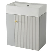 Mobile sottolavabo con 1 anta e ripiani laterali; pannello testurizzato; per bagno; 55 cm