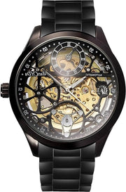 Orologio Sportivo Meccanico Uomo - Dial a Guscio in Oro - Impermeabile - Cinturino in Acciaio Inossidabile Nero - Orologi - Stile Lussuoso